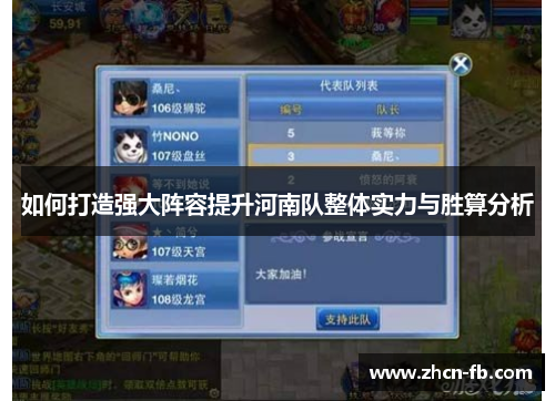 如何打造强大阵容提升河南队整体实力与胜算分析